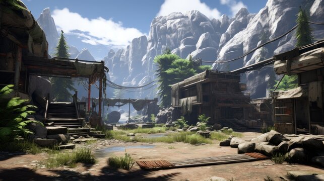 A climatic place with survival theme game art