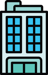 Block building icon outline vector. City multistory. Industry house color flat