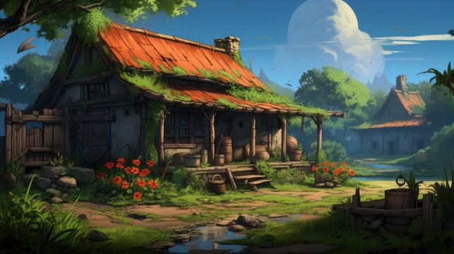 A climatic place with survival theme game art