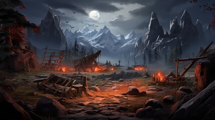 A climatic place with survival theme game art