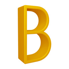 3D golden alphabet letter b for education and text concept