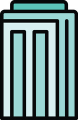 Exterior multistory icon outline vector. City block. Industry apartment color flat