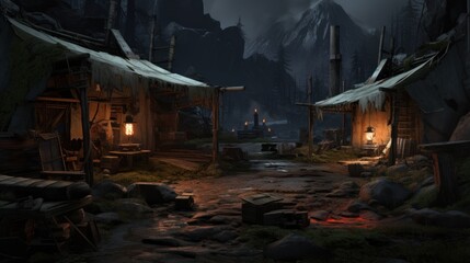 A climatic place with survival theme game art