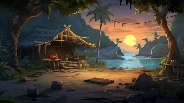 A climatic place with survival theme game art