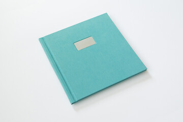 Photo album with linen hardcover and frame for design and personalization