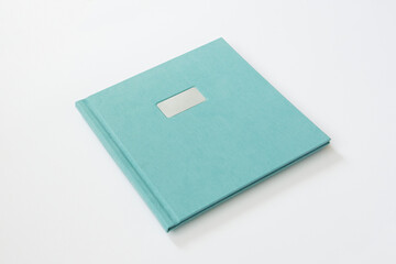 Photo album with linen hardcover and frame for design and personalization