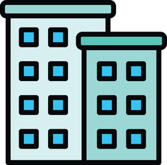 Multistory map icon outline vector. Block building. City apartment color flat