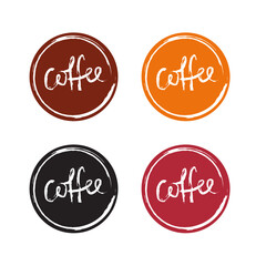 handwritten lettering coffee rounded label vector design