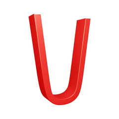 3D red alphabet letter v for education and text concept