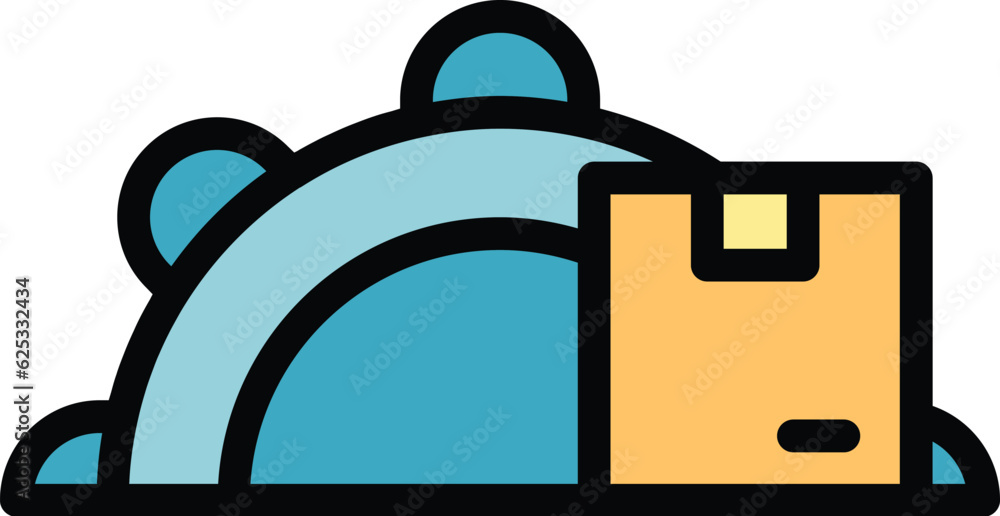 Poster production flow icon outline vector. logistic system. product workflow color flat