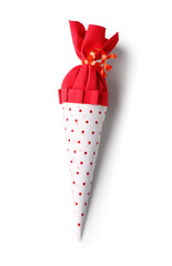 Red school cone on white background