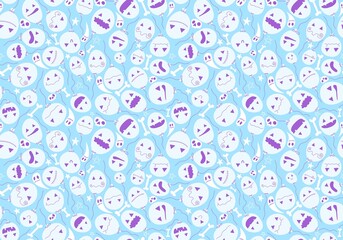 Cartoon festive season Halloween balloons with skulls pattern for wrapping paper and fabrics and linens 