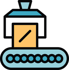 Factory machinery icon outline vector. Industry conveyor. Manufacture equipment color flat