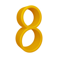 3d golden number 8 design for math, business and education concept 