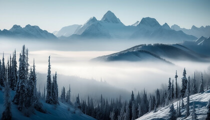 Fototapeta na wymiar Majestic mountain range, tranquil scene, hiking adventure, panoramic view generated by AI