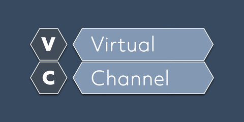 VC Virtual Channel. An Acronym Abbrevation of a term from the software industry. Illustration isolated on blue background.