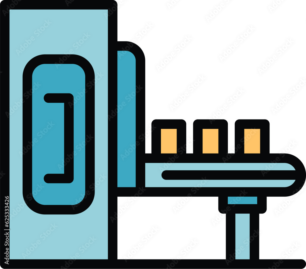 Poster factory output icon outline vector. production process. industry system color flat