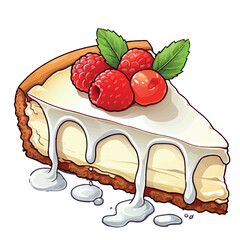 Cheesecake with berries vector icon. Vector illustration