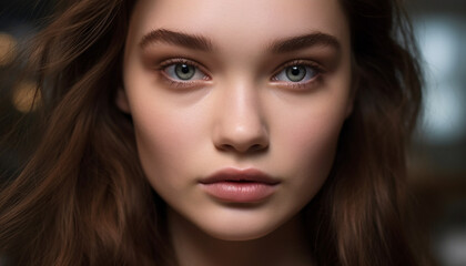 Obraz premium Beautiful young woman exudes confidence and sensuality in nature generated by AI