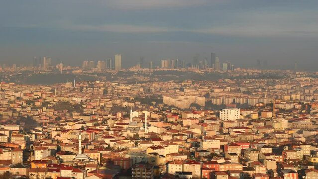 Arial View of Istanbul Asian Side Urban building blocks