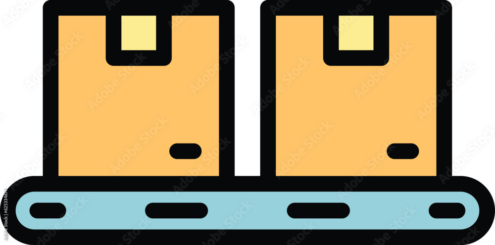 Poster production workflow icon outline vector. factory process. industry technology color flat