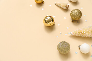 Different Christmas decorations on white background