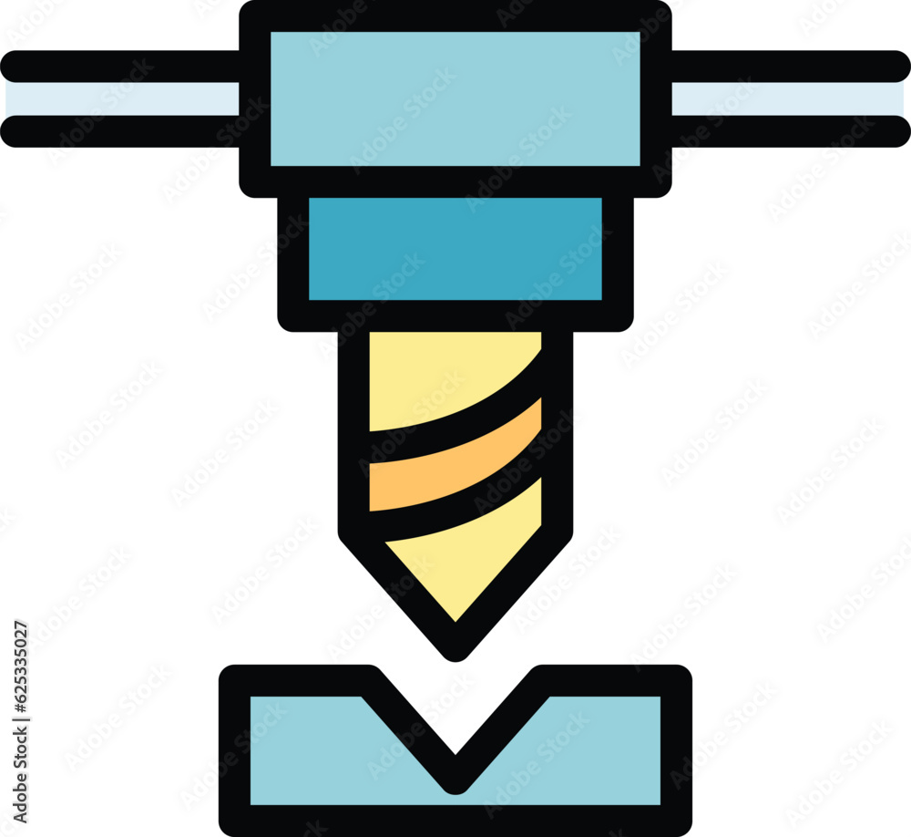 Poster cnc machine icon outline vector. lathe equipment. work tool color flat