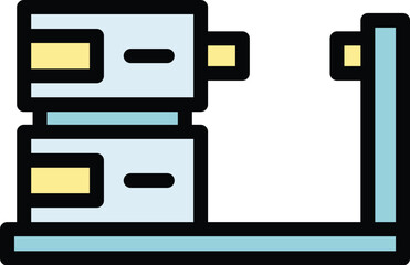 Mechanical cnc machine icon outline vector. Lathe equipment. Work tool color flat