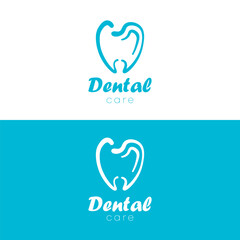 Dental clinic logo Tooth abstract design vector template Linear style. Dentist doctor logo concept icon.