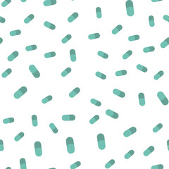 Seamless pattern on a medical theme. Treatment with vitamin tablets. Vector illustration