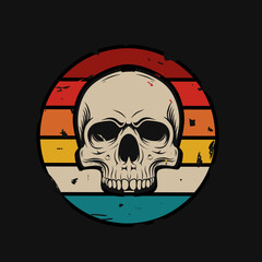 vector of skull in retro and grunge style perfect for print 