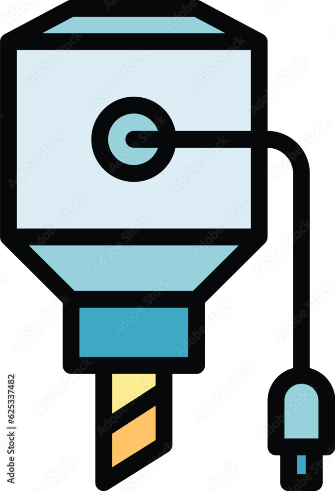 Poster automated cnc machine icon outline vector. work tool. lathe equipment color flat