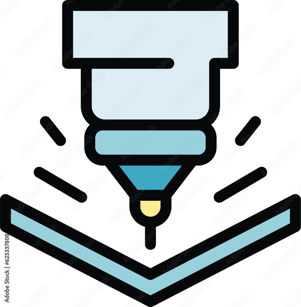 Aufkleber cnc machine process icon outline vector. lathe equipment. work tool color flat