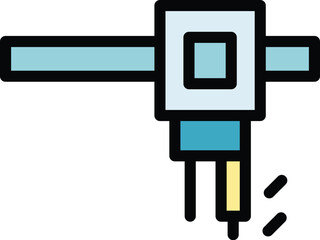 Cnc machine production icon outline vector. Laser factory. Lathe work color flat