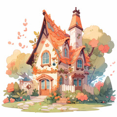 Vector icon of a fabulous fantasy house. Vector illustration