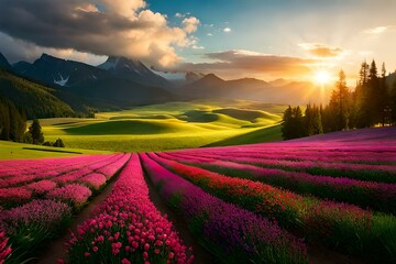 lavender field at sunset