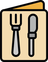 Restaurant menu icon outline vector. Food cafe. Chef brochure color flat
