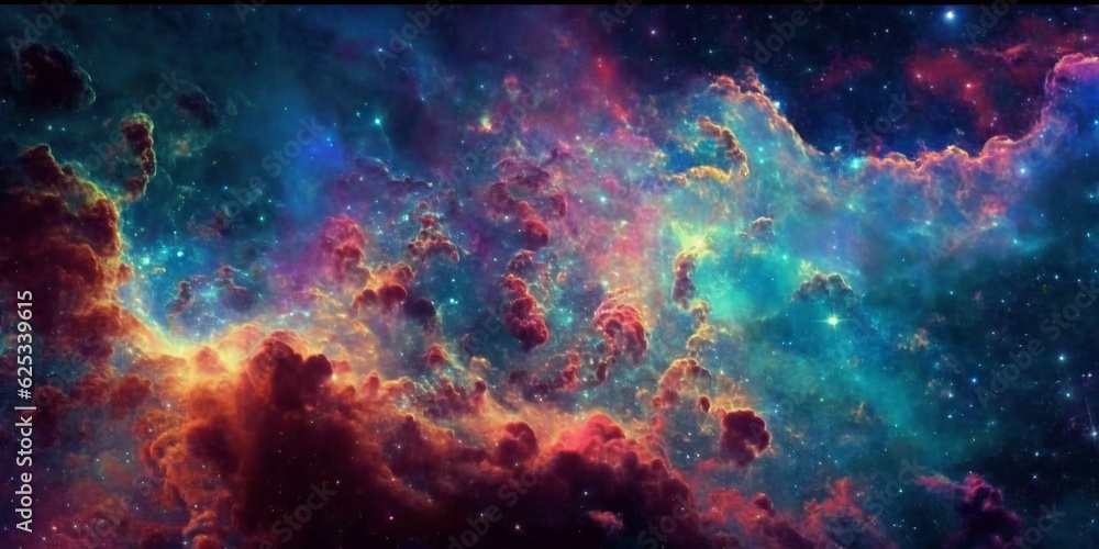Wall mural abstract colorful space galaxy cloud nebula. universe science astronomy. supernova background wallpa