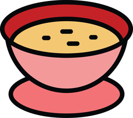 Thick cream soup icon outline vector. Hot lunch. Pumpkin dish color flat