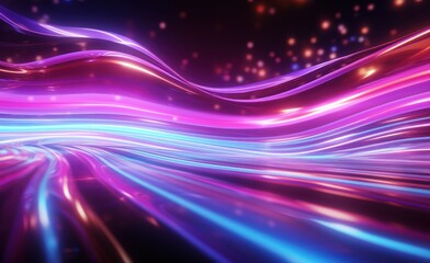 Fototapeta na wymiar Abstract Neon background Glowing dynamic lines. abstract futuristic background with pink blue glowing neon moving high speed wave lines and bokeh lights. Data transfer concept. Made With Generative AI