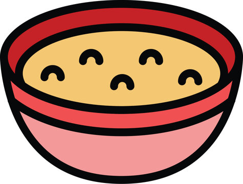 red bowl of food, cartoon style clip art preview
