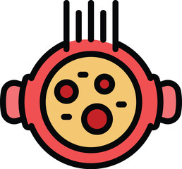 Obraz premium Lentil cream soup icon outline vector. Homemade broth. Mushroom bowl color flat