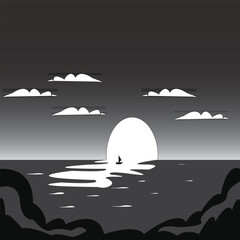 Fototapeta na wymiar Island Logo Vintage Design Ocean Paradise Vector Icon illustration