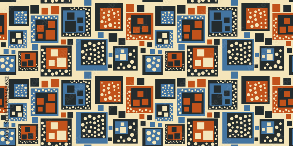 Poster Squares with bubbles inside, and more frames and small squares. An abstract pattern of geometric shapes resembling a sponges.