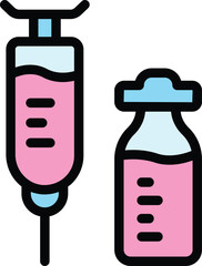 Syringe ampoule icon outline vector. Vaccine drug. Medical bottle color flat