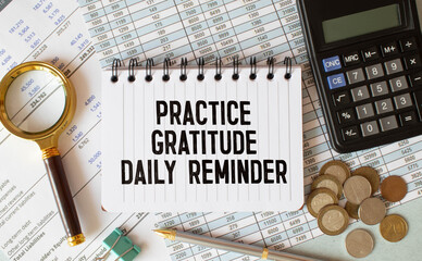 Practice gratitude daily reminder - inspirational handwriting on a napkin