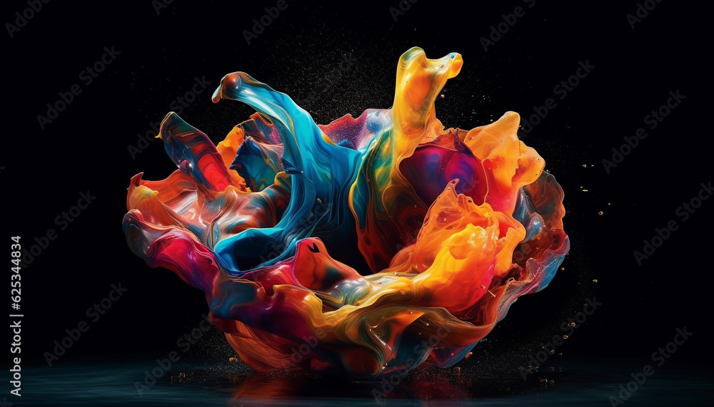 Poster vibrant colors mix in abstract underwater design with flowing waves generated by ai