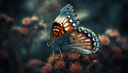 Fototapeta na wymiar Vibrant butterfly in nature elegance, pollinating a spotted flower generated by AI