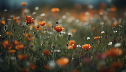 Obraz premium Vibrant wildflower meadow showcases beauty in nature multi colored growth generated by AI