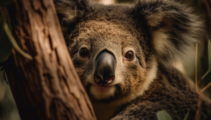 Close up portrait of cute koala, a marsupial mammal in nature generated by AI